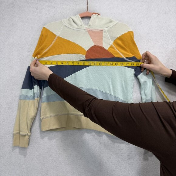 Faherty Hoodie Womens Small Multicolor Sunrise Colorblock Terry Pullover Cotton - Picture 6 of 8